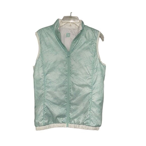 FootJoy Insulated Golf Vest Womens M White Aquamarine Full Zip Reversible Jacket - Picture 4 of 16